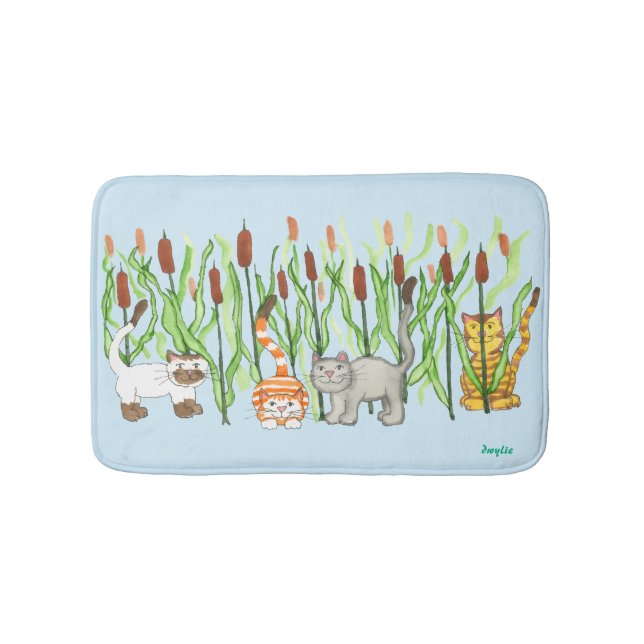 Cats and Cattails Badematte (Vorderseite)