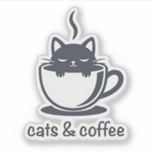 Cats and Coffee Funny Kawaii Noir Feline Aesthetic