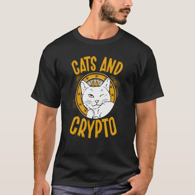 Cats And Crypto Cryptocurrency Blockchain Trader F T-Shirt (Vorderseite)