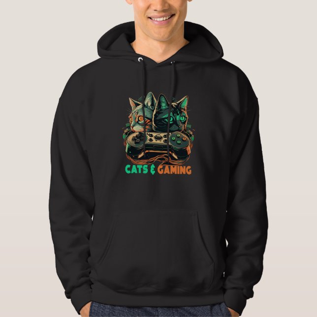 Cats And Gaming  Cat kitties  Gaming video games Hoodie (Vorderseite)