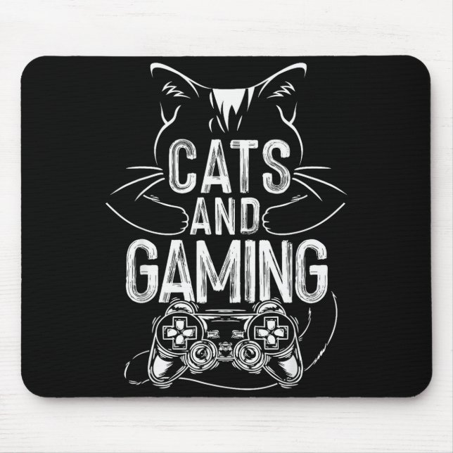 Cats And Gaming Funny For Gamer, Cat Lover, Cat Mo Mousepad (Vorne)