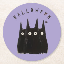 Cats and Halloween Runder Pappuntersetzer