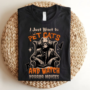 Cats and Horror Movies Fan Frankenstein Halloween Tri-Blend Shirt