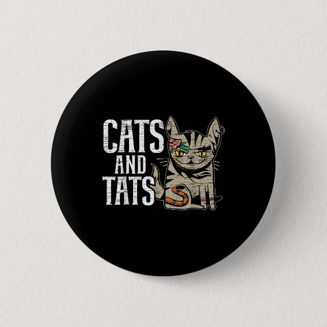 Cats And State Inking Tattoo Lover Tattooing Kitty Button (Vorderseite)
