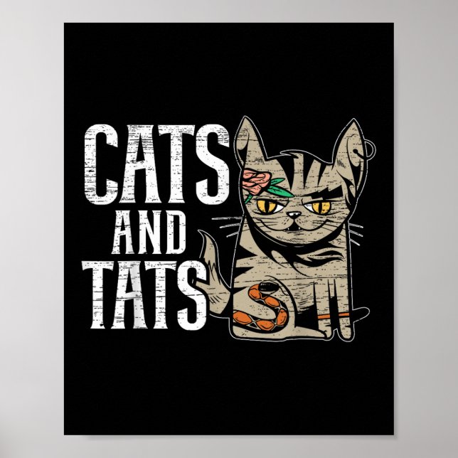 Cats And State Inking Tattoo Lover Tattooing Kitty Poster (Vorne)