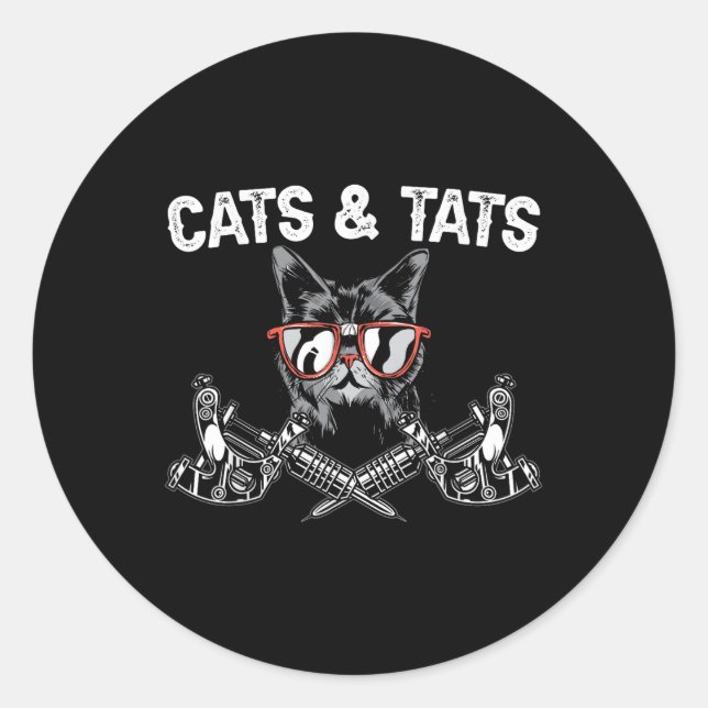 Cats And State Inking Tattoo Lover Tattooing Kitty Runder Aufkleber (Vorderseite)