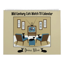 Cats aus der Mitte des Jahrhunderts Fernsehkalende Kalender