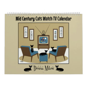 Cats aus der Mitte des Jahrhunderts Fernsehkalende Kalender