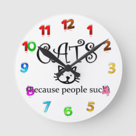 Cats because people suck round clock runde wanduhr