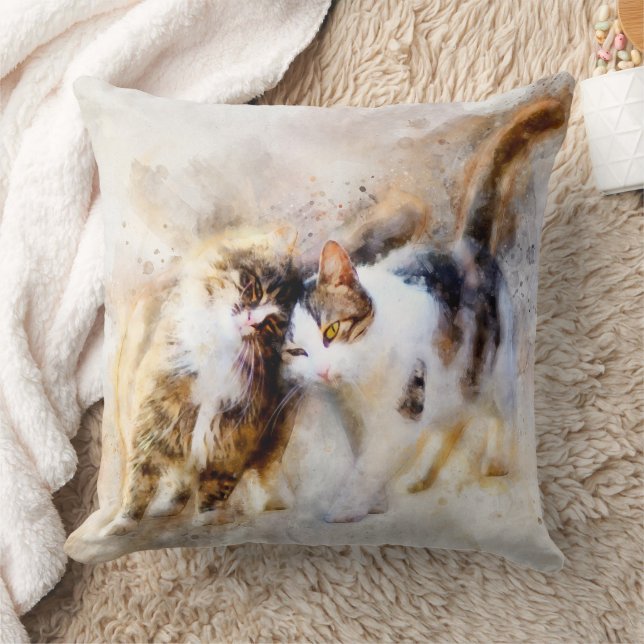 Cats Best Friends Forever Aquarell Kissen (Decke)