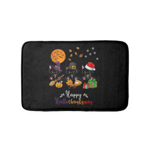 Cats Black Cat Halloween und fröhliches Weihnachts Badematte