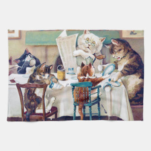Cat's Breakfast Time, Louis Wain Geschirrtuch