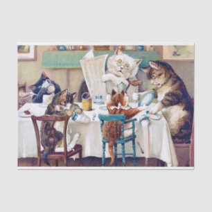 Cat's Breakfast Time, Louis Wain Seidenpapier