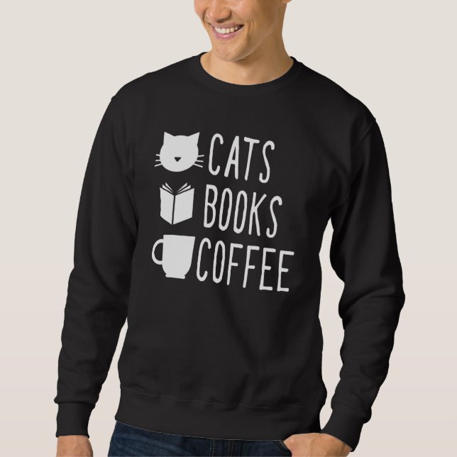 Cats Bücher Kaffeepause Zuhause Art Sweatshirt (Vorderseite)