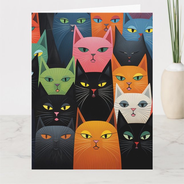 CATS CAT ART CARTE DE SALUT D'ANNIVERSAIRE (Devant)