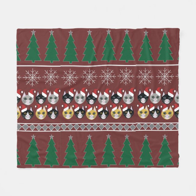 Cats Christmas  Fleecedecke (Vorderseite (Horizontal))