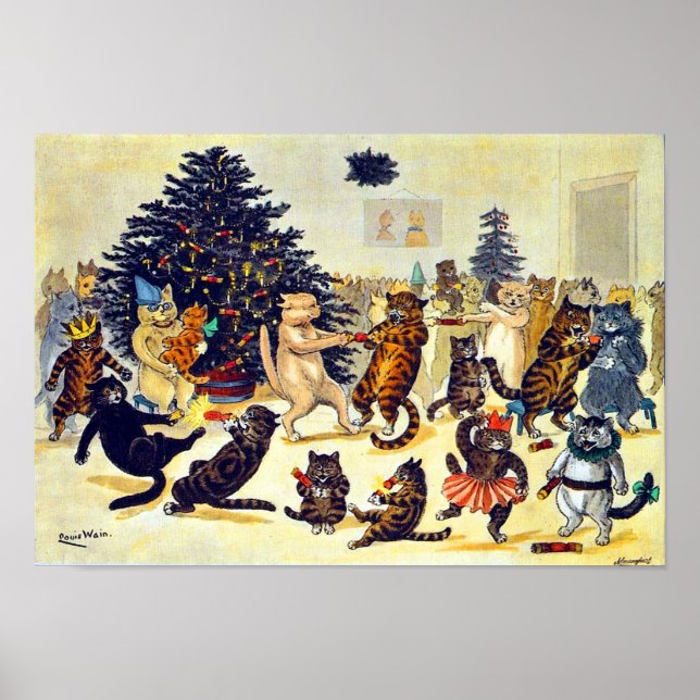 Cat's Christmas Party, Louis Wain Poster (Vorne)
