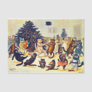 Cat's Christmas Party, Louis Wain Seidenpapier