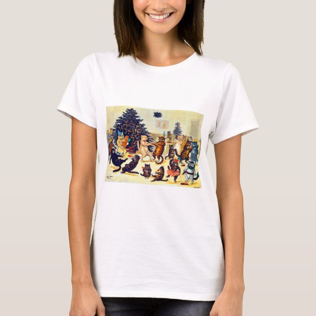 Cat's Christmas Party, Louis Wain T-Shirt (Vorderseite)