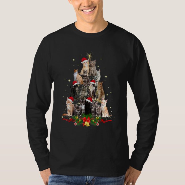 Cats Christmas Tree Ornament Decor T-Shirt (Vorderseite)