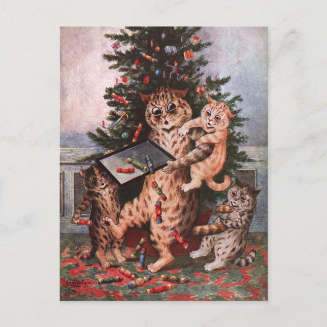Cats Christmas von Louis Wain Postkarte (Vorderseite)