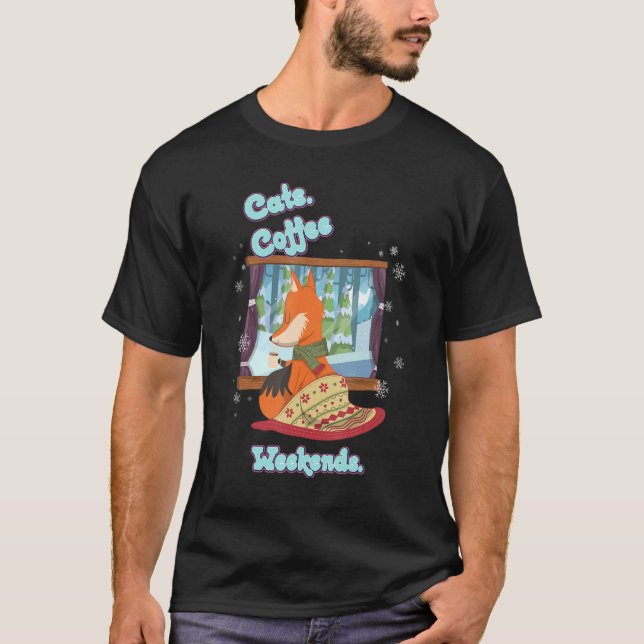 Cats Coffee Weekend Lustigen Sprüche Graphic T-Shirt (Vorderseite)