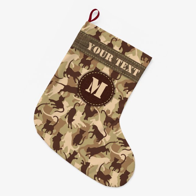 Cats Desert Camouflage Großer Weihnachtsstrumpf (Vorderansicht (hängend))