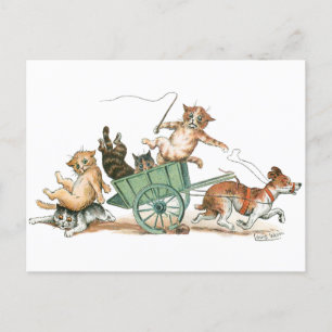 Cats Dog Cart von Louis Wain Postkarte