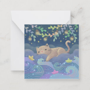 Cat's Dream Fantasy Illustration Mitteilungskarte