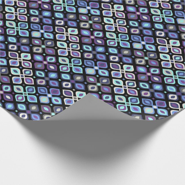 Cats-eye 60er Jahre inspirierte geometrische Blume Geschenkpapier (Ecke)