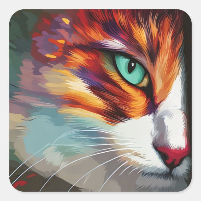 Cat's Eye Design Quadratischer Aufkleber (Vorderseite)