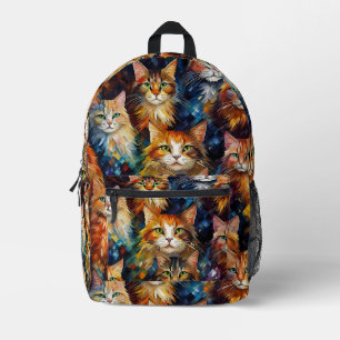 Cats Faces Animals Art Bedruckter Rucksack