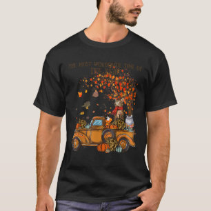 Cats Fall Pumpkin voll LKW Herbst Bäume Blätter Ca T-Shirt