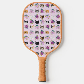 Cats Florals Lila Pickleball Schläger