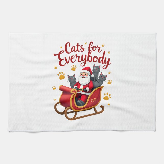 Cats For Everybody Cat Christmas Ugly Christmas Lo Geschirrtuch (Horizontal)