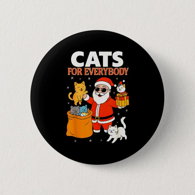 Cats For Everybody Funny Christmas Cat Xmas Santa  Button (Vorderseite)