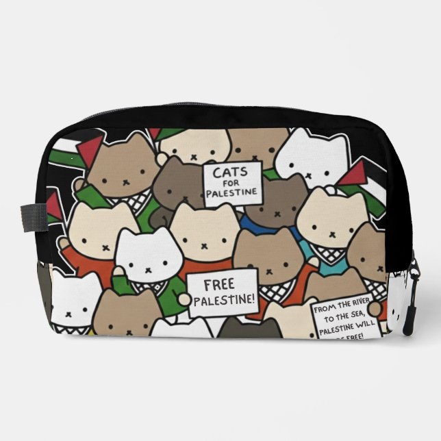 Cats for Palestine – Kawaii Cats for Justice Waschbeutel (Vorderseite)