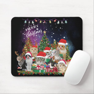 Cats Frohe Weihnachten Licht Mousepad