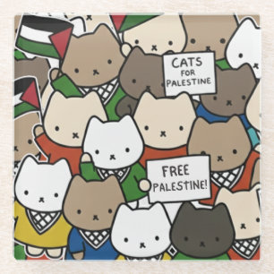 Cats für Palästina – Kawaii Katzen für Gerechtigke Glasuntersetzer