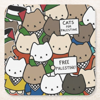 Cats für Palästina – Kawaii Katzen für Gerechtigke Rechteckiger Pappuntersetzer