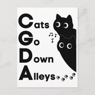 Cats Go Down Alleys CGDA Musiktheorie Postkarte