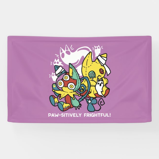 Cats Halloween Art: paw-sehenswert erschreckend Banner (Horizontal)