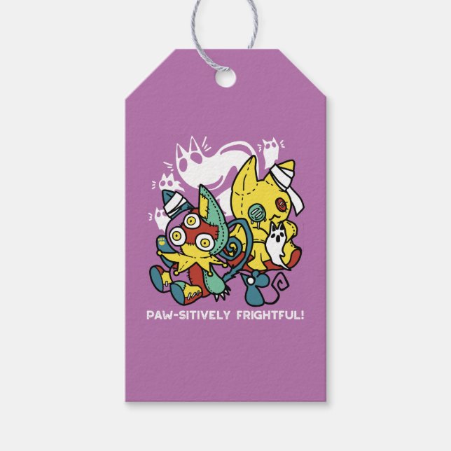 Cats Halloween Art: paw-sehenswert erschreckend Geschenkanhänger (Vorderseite)