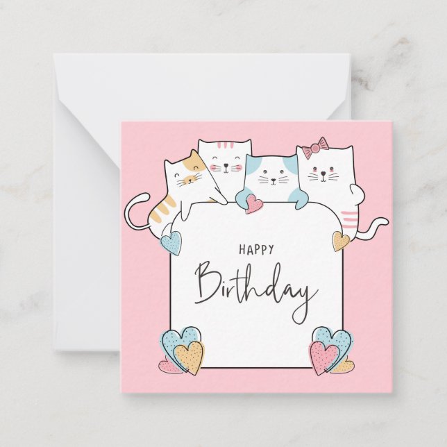Cats Happy Birthday Mitteilungskarte (Vorderseite)