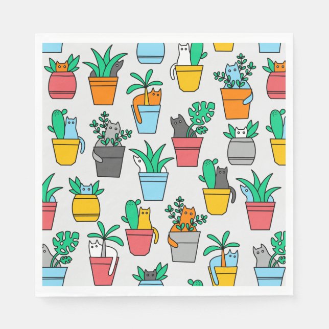 Cats in the flowerpots serviette (Vorderseite)