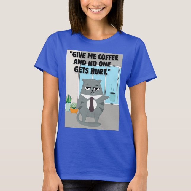 Cats Kaffeekonzept T-Shirt (Vorderseite)