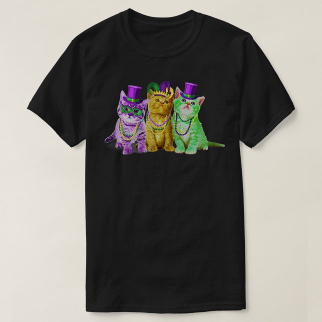 Cats Kitten Kitty Mardi Gras Festival Party Locarn T-Shirt (Design vorne)