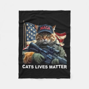 Cats Lives Problem Funny Trump 2024 Katze Fleecedecke