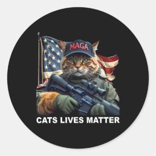 Cats Lives Problem Funny Trump 2024 Katze Runder Aufkleber