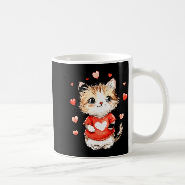 Cats Lover Heart Girls Kitten Valentine’s Day Wome Kaffeetasse (Rechts)